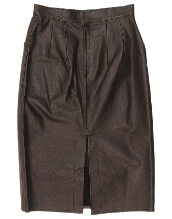 jupe en cuir midi femme vintage W25 XS Noir