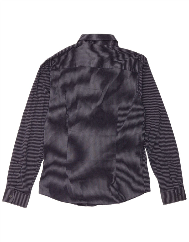 Armani Chemise coupe régulière à carreaux pour homme en polyester à rayures bleu marine