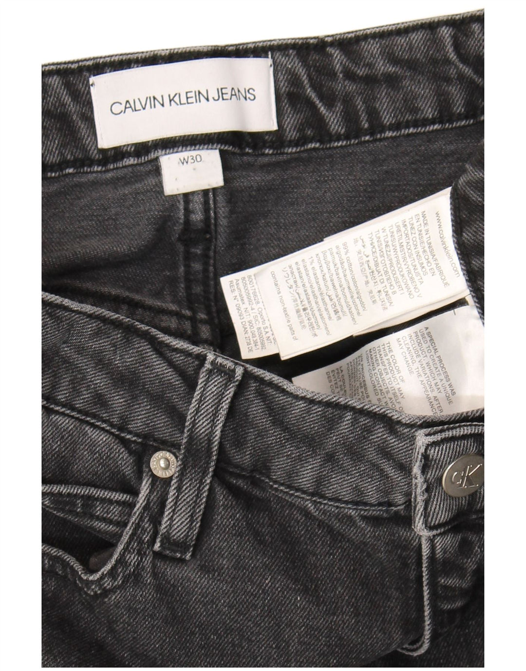Calvin Klein Jupe en Jean W30 Femme Gris Moyen Coton
