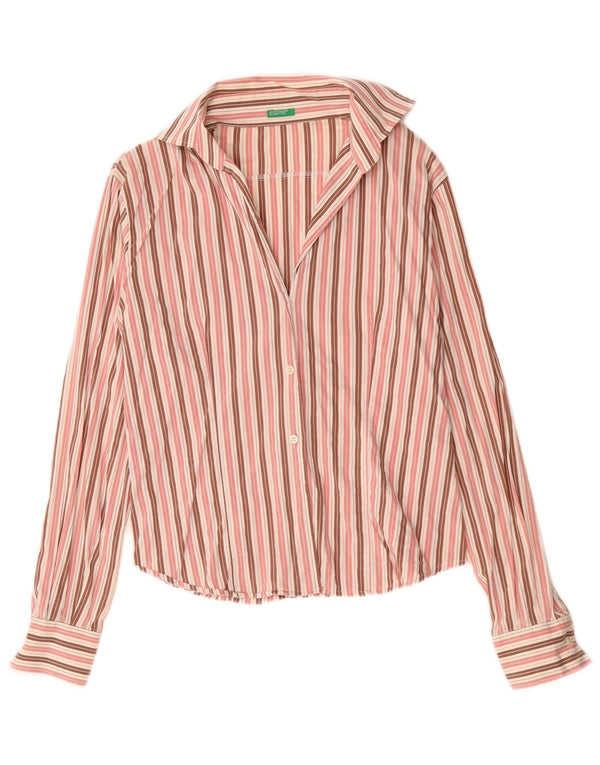 BENETTON Womens Shirt UK 16 Large Pink Striped