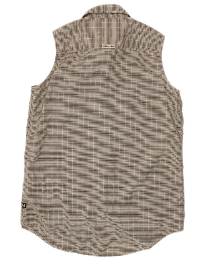 COLUMBIA Womens Sleeveless Shirt XS Grey Check Polyester