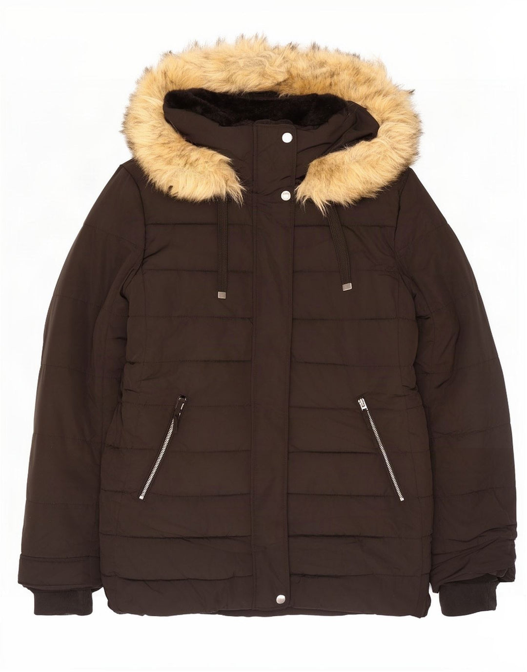 Zara Veste matelassée à capuche pour femme UK 20 2XL Noir Polyester