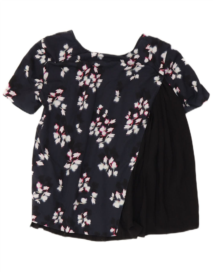 French Connection Haut Chemisier Femme UK 10 Petit Noir Floral Polyester