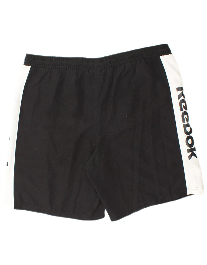 REEBOK Short de sport graphique pour hommes XL Noir Colorblock Polyester