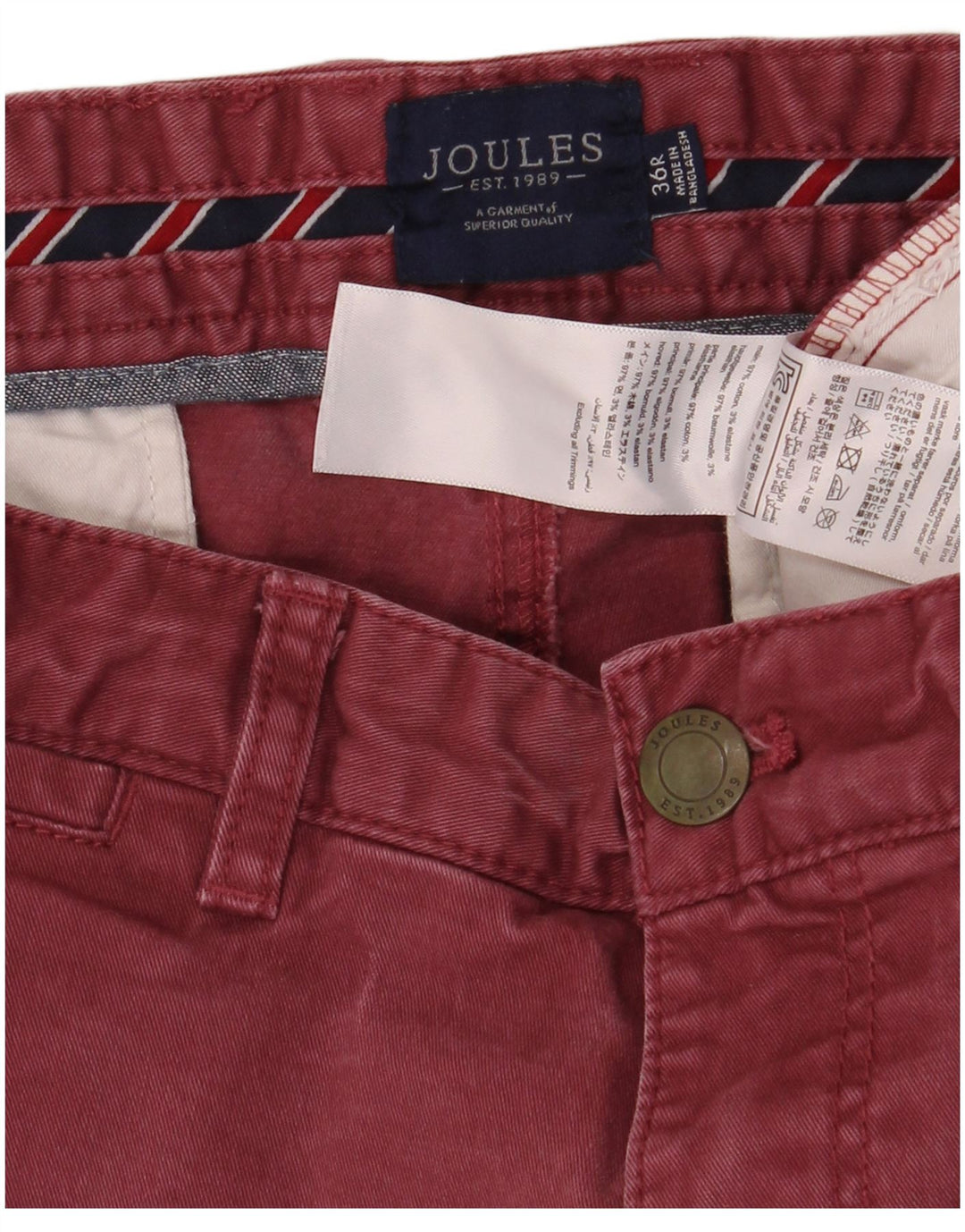 JOULES Pantalon Chino Slim Homme W36 L32 Coton Bordeaux