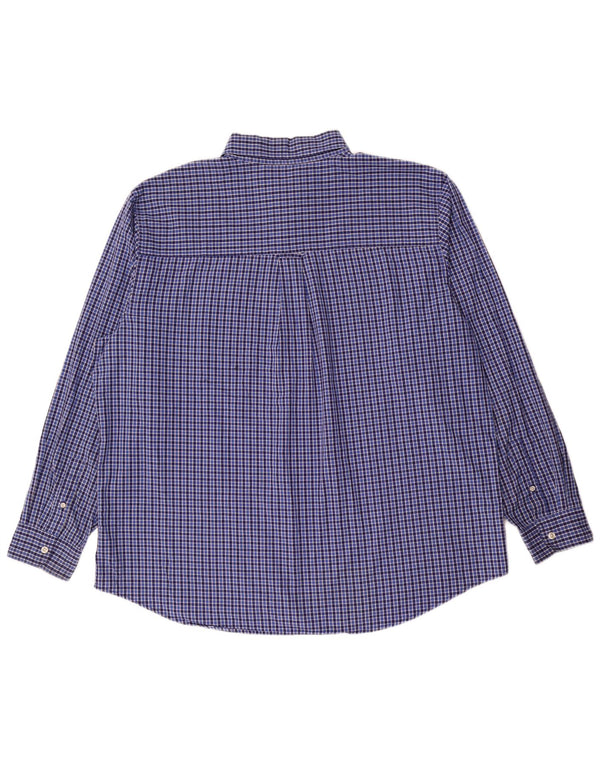 Chaps Mens Easy Care Shirt 2XL Blue Gingham Cotton