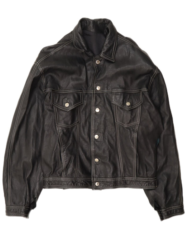 veste en cuir homme vintage UK 40 Grand Noir