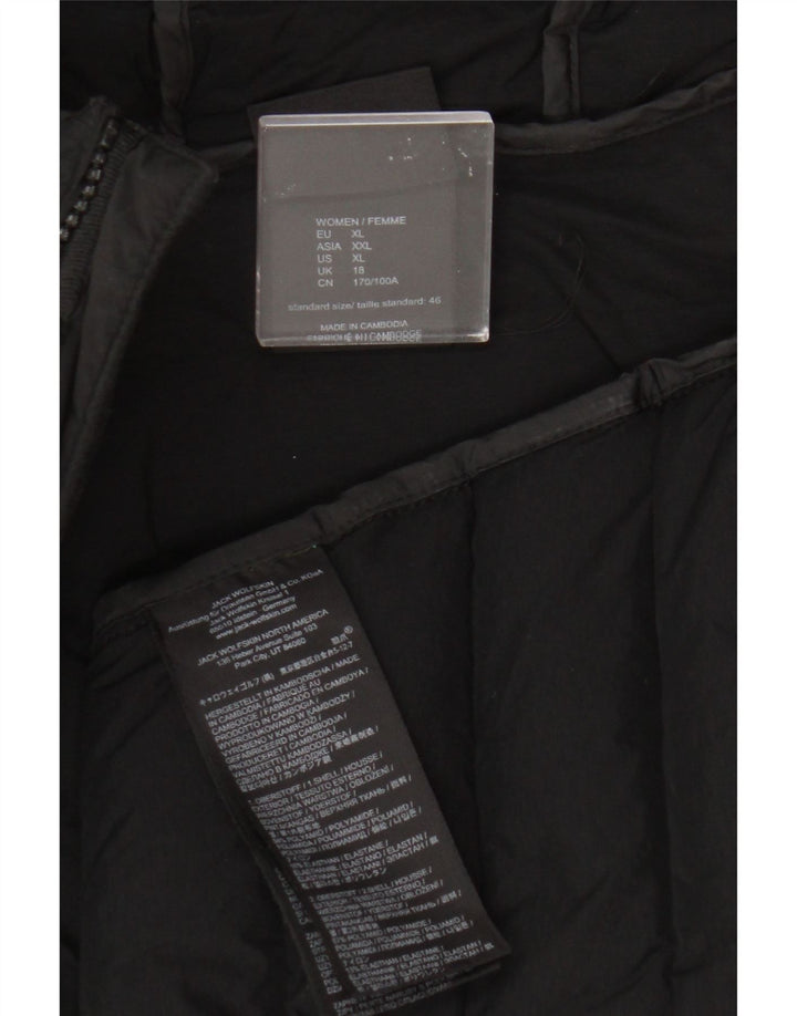 Jack Wolfskin Veste matelassée à capuche pour femme UK 18 XL Noir Polyamide