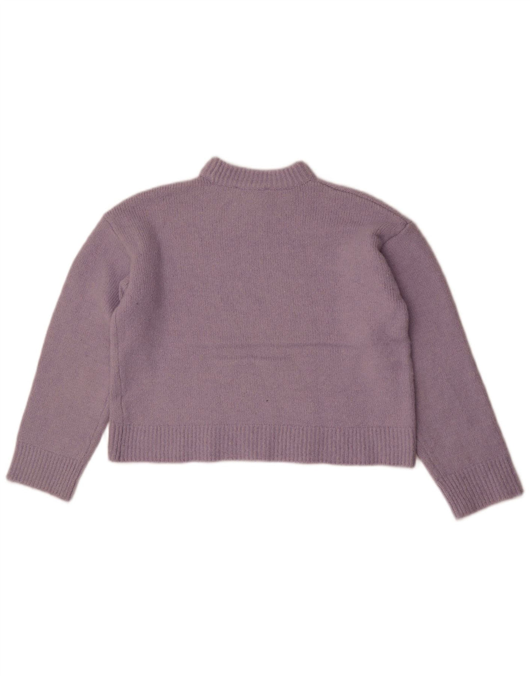 Zara Pull court à col rond pour femme UK 14 Violet moyen Polyester