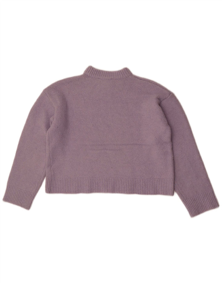 Zara Pull court à col rond pour femme UK 14 Violet moyen Polyester