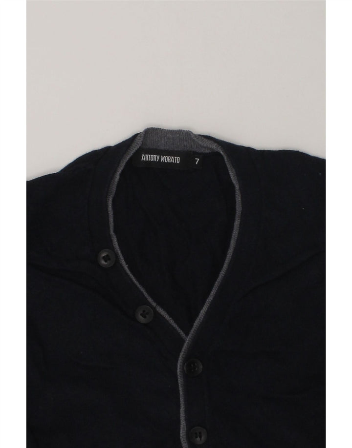 ANTONY MORATO Boys Cardigan Sweater 6-7 Years Navy Blue Cotton | Vintage Antony Morato | Thrift | Second-Hand Antony Morato | Used Clothing | Messina Hembry 
