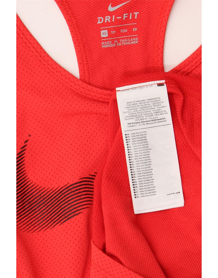 Nike Womens Dri Fit Graphic Débardeur UK 6 XS Rouge Polyester