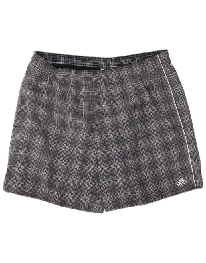 ADIDAS Short de bain homme grand gris carreaux polyester