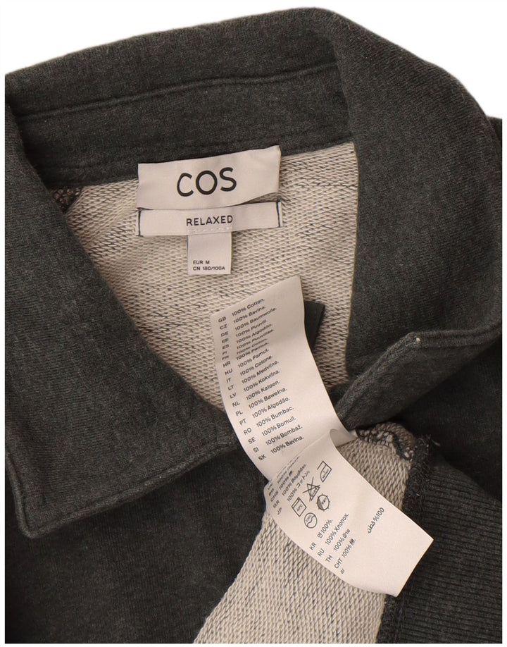 Cos Sweat-shirt décontracté à col zippé pour homme en coton vert moyen