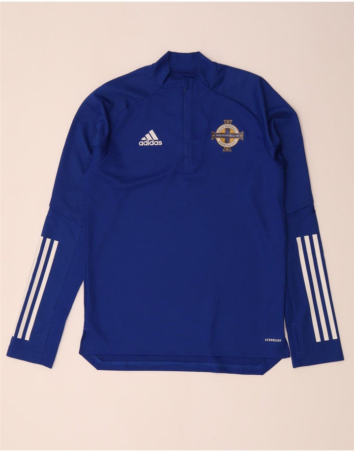 Adidas Pull de football irlandais pour homme avec col zippé et haut de survêtement Bleu Taille S