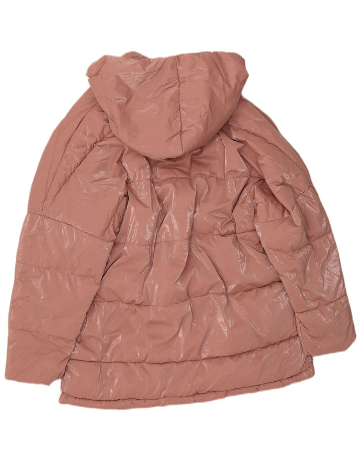 Zara Veste matelassée à capuche surdimensionnée pour femme UK 14 Polyamide rose moyen