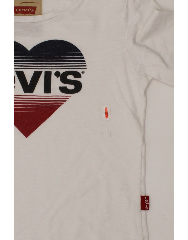 LEVI'S Girls Graphic Top Long Sleeve 5-6 Years White Vintage Levi's and Second-Hand Levi's from Messina Hembry 
