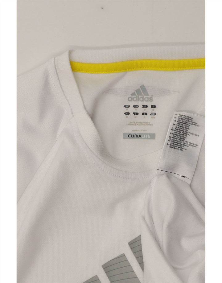 Adidas Hommes Climalite Graphic T-Shirt Top Blanc Moyen Polyester