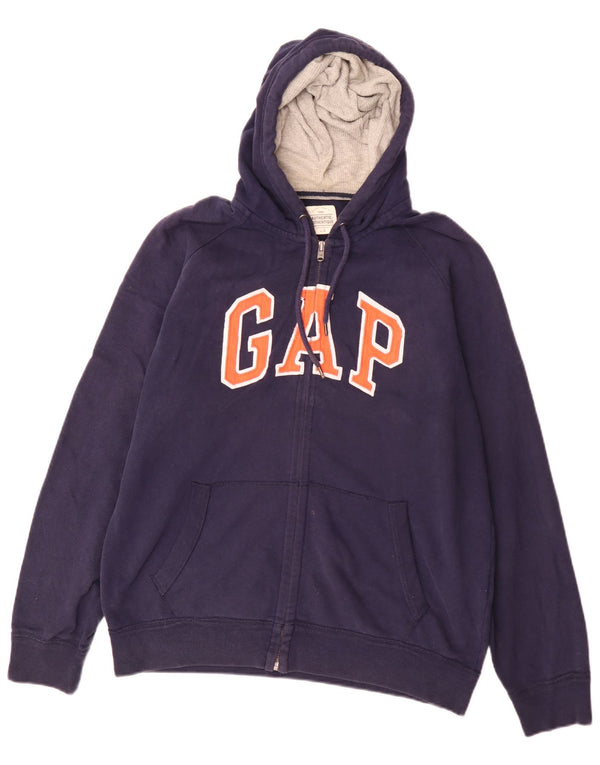 Gap Pull à capuche zippé graphique pour hommes, grand coton bleu marine