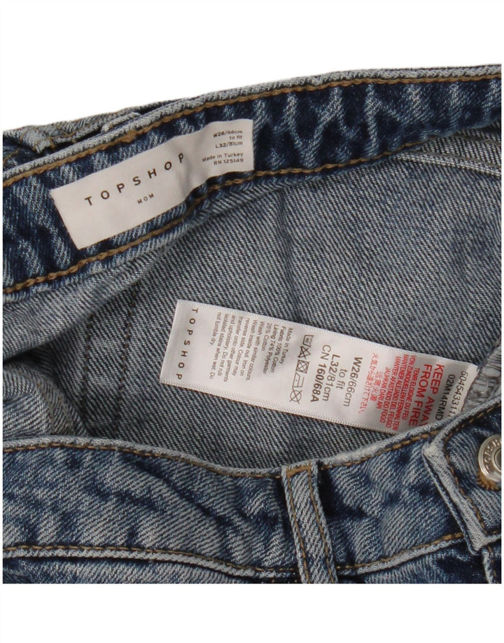 Topshop Jean droit Mom en détresse pour femme W26 L28 en coton bleu