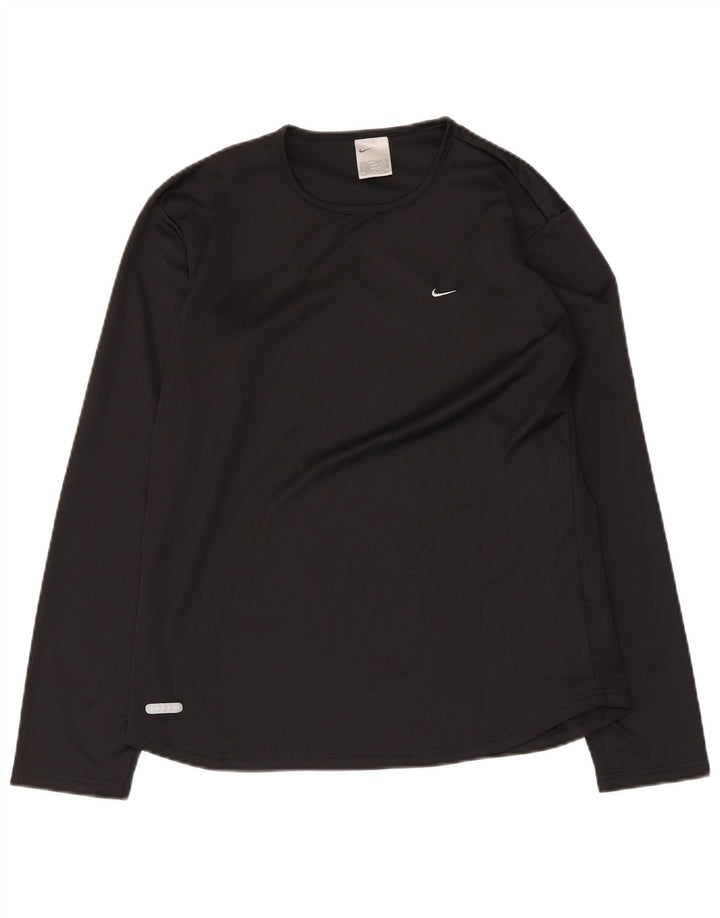 Nike Haut Dri Fit à manches longues pour femme UK 14/16 Large Noir Polyester