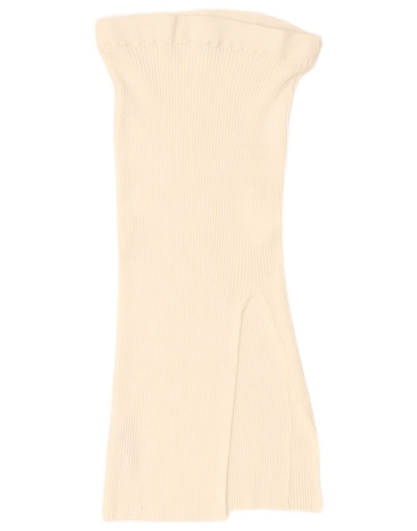 Jack Wills Jupe mi-longue taille haute pour femme UK 12 Medium W28 Viscose blanc cassé