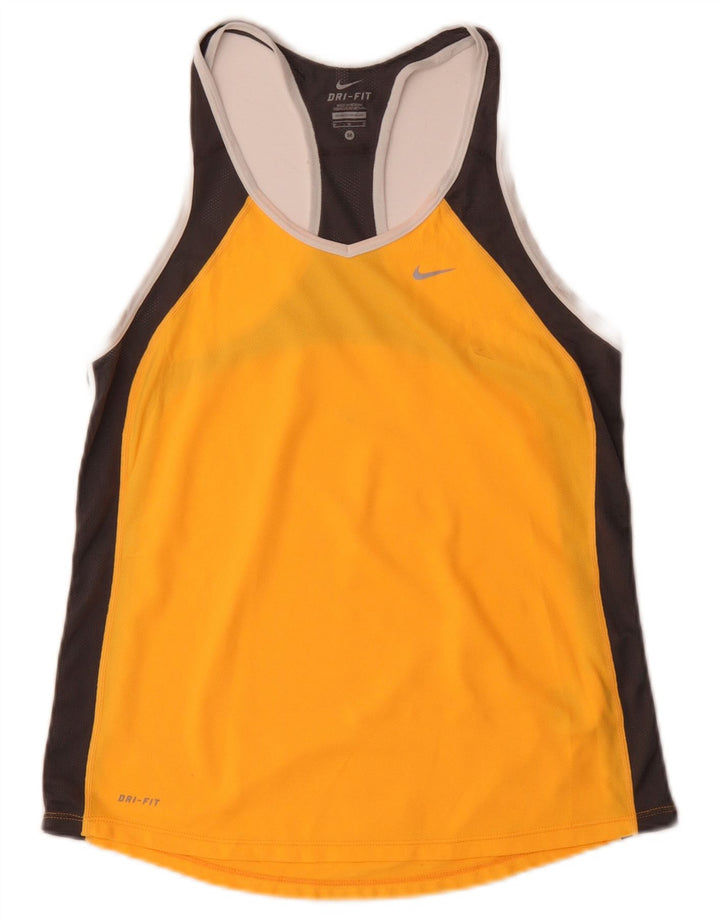 Nike Femme Dri Fit Débardeur UK 12 Jaune Moyen Colorblock Polyester