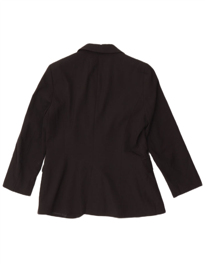 Zara Femme 1 Bouton Blazer Veste EU 40 Moyen Noir Polyester