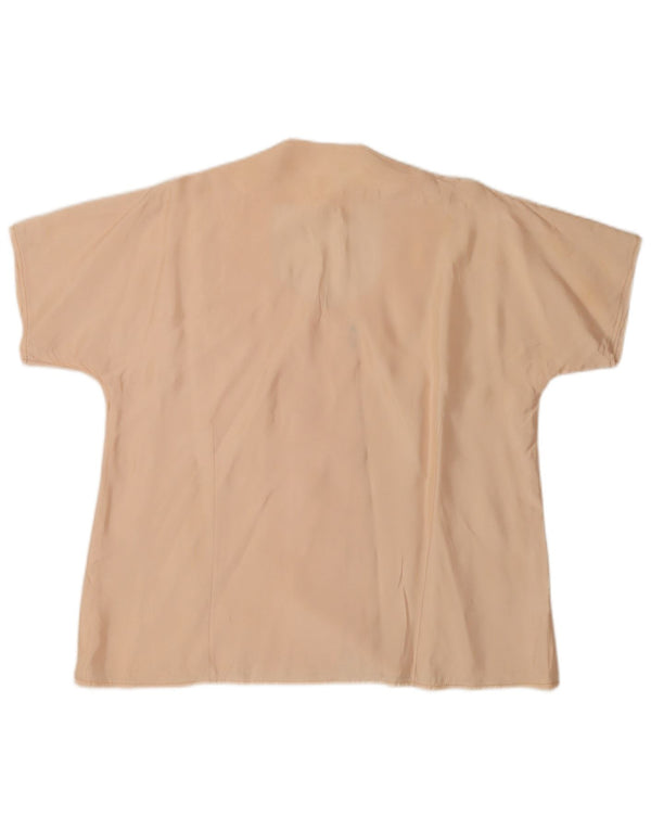 vintage Femme Chemise À Manches Courtes Blouse UK 18 XL Beige
