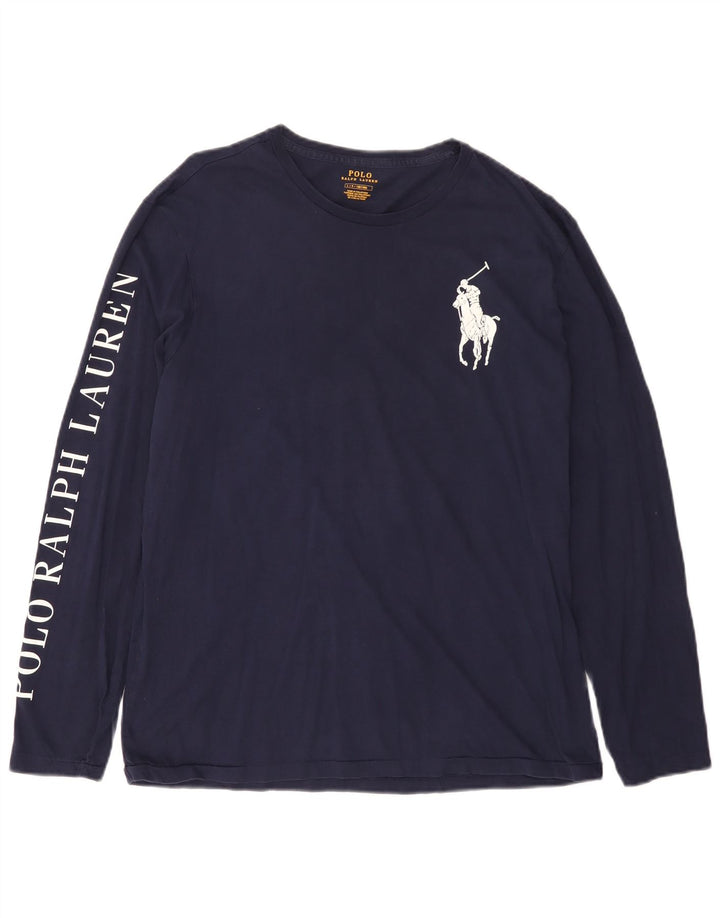 Polo Ralph Lauren Haut graphique à manches longues pour hommes, grand bleu marine