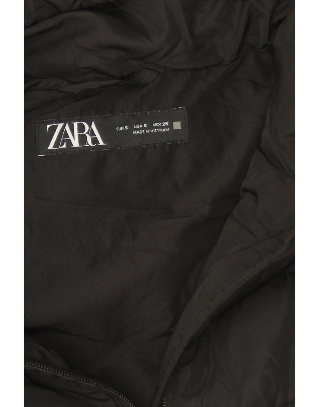 Zara Veste matelassée à capuche pour femme UK 10 Small Noir Polyester
