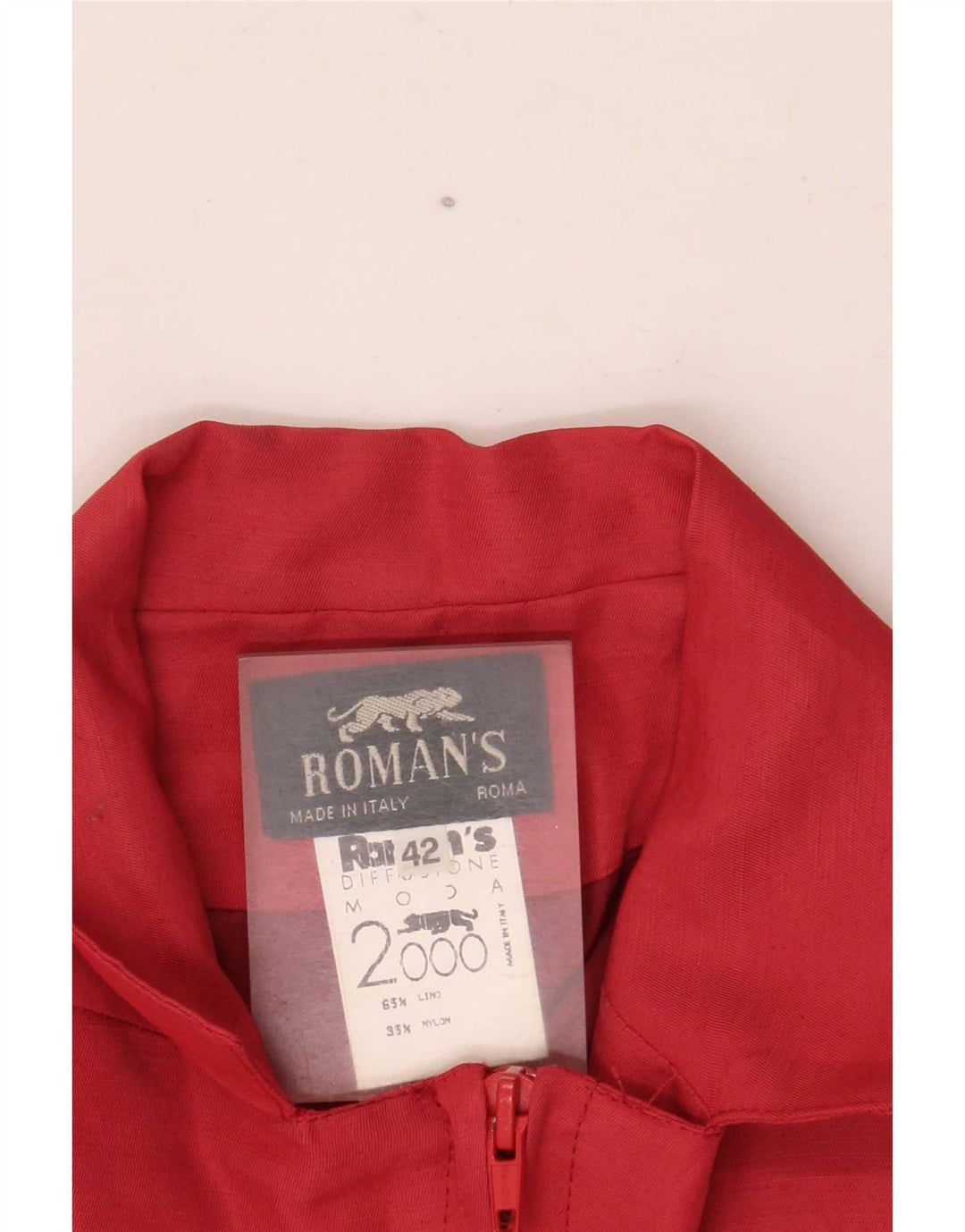 Roman's Veste blazer à manches courtes et fermeture éclair pour femme IT 42 Lin rouge moyen