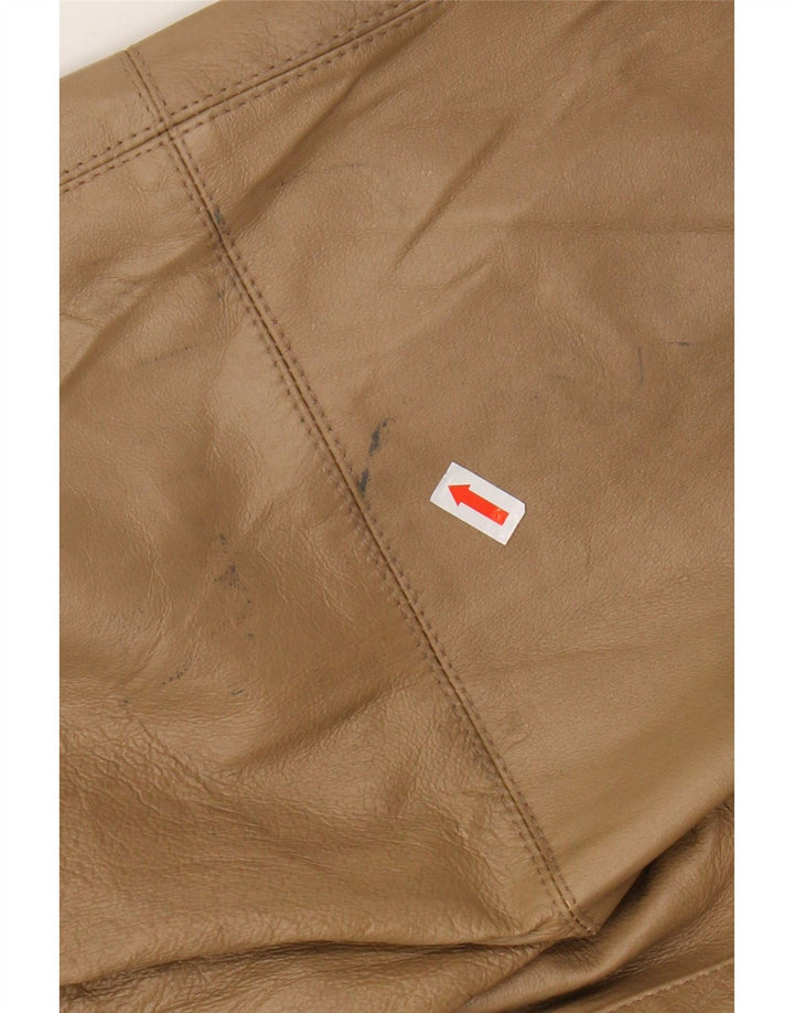 VINTAGE Manteau en cuir à capuche surdimensionné pour femme IT 46 Grand cuir marron