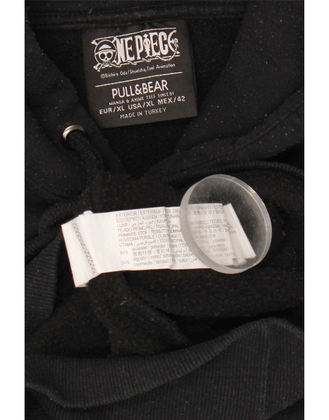 Pull & Bear Pull à Capuche Graphique Homme XL Noir Polyester