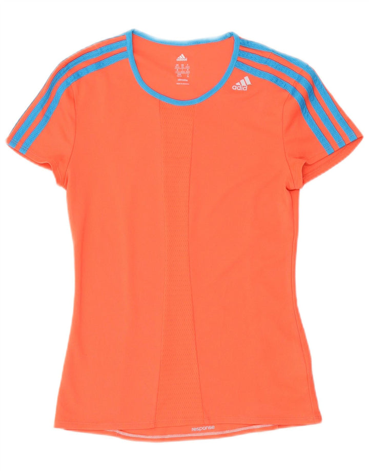 ADIDAS Femmes Climalite T-Shirt Top UK 4/6 XS Orange Polyester