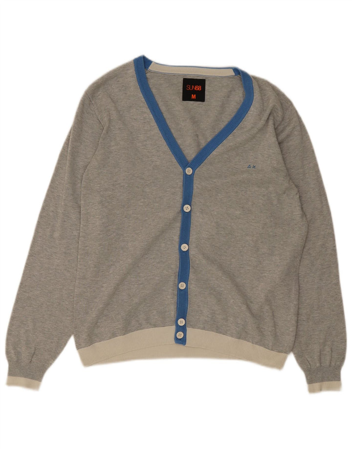 Sun68 Cardigan pour homme en coton color block gris moyen