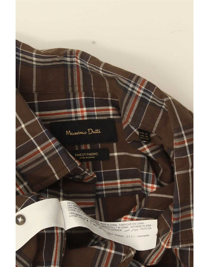 Massimo Dutti Chemise Homme XL Marron Carreaux Coton