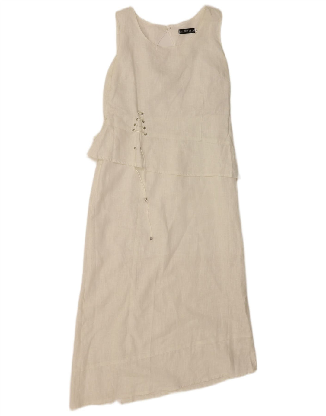 Robe asymétrique sans manches femme vintage IT 44 Lin blanc moyen