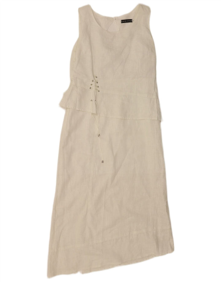 Robe asymétrique sans manches femme vintage IT 44 Lin blanc moyen