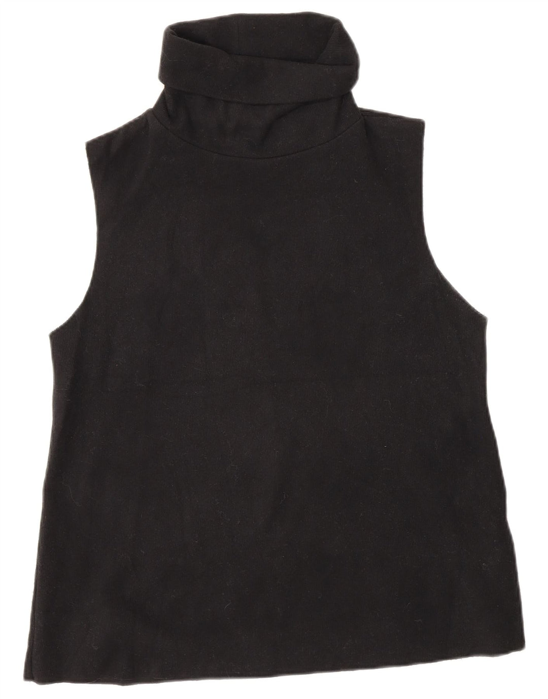 Zara Womens Roll Neck Vest Top UK 12 Moyen Noir Coton