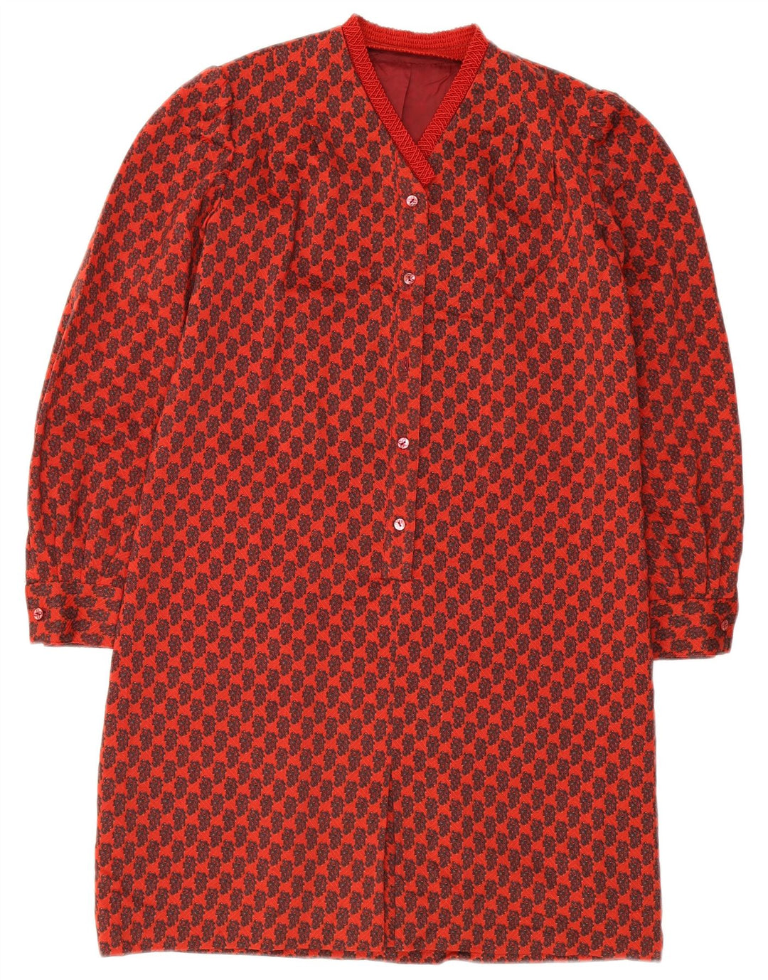 vintage Womens Basic Dress UK 10 Petit Rouge Géométrique