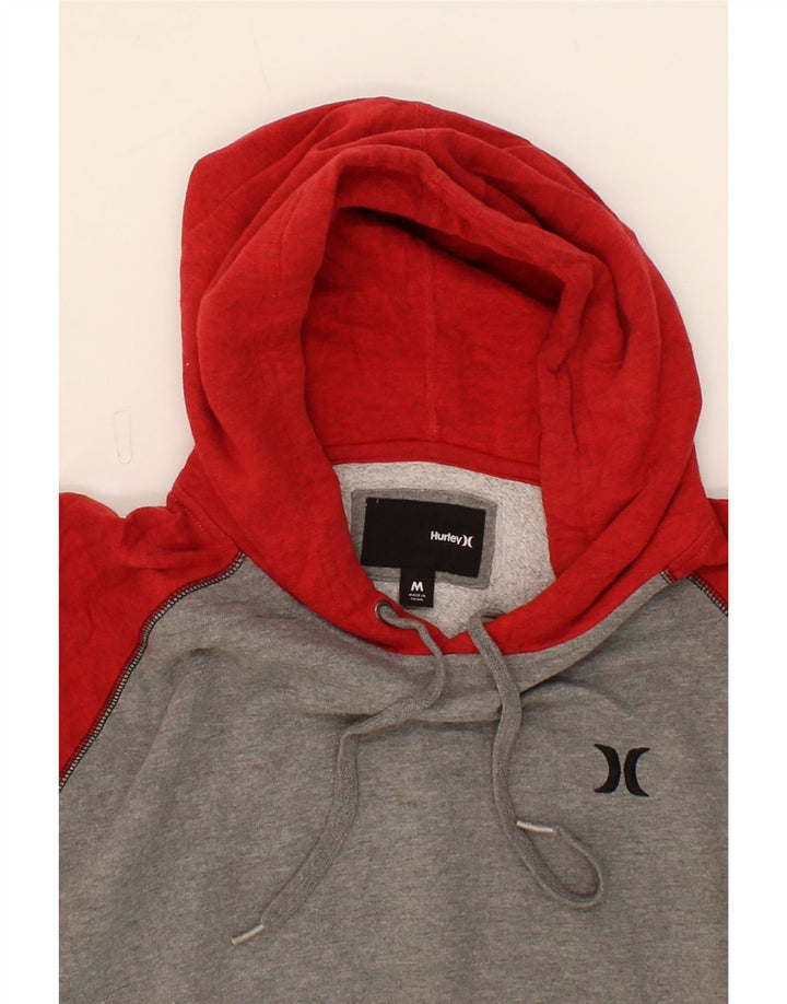 HURLEY Mens Hoodie Jumper Medium Grey Colourblock Polyester Vintage Hurley and Second-Hand Hurley from Messina Hembry 