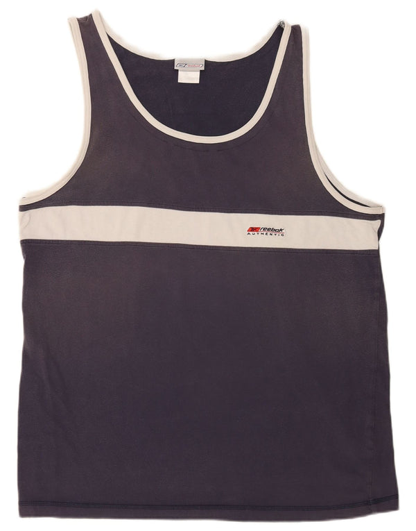 Reebok Débardeur XL Homme Bleu Marine Colourblock Cotton