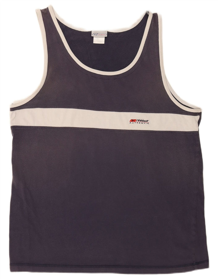 Reebok Débardeur XL Homme Bleu Marine Colourblock Cotton