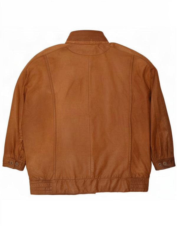 Lepegro Womens Oversized Leather Jacket EU 44 XL Brown