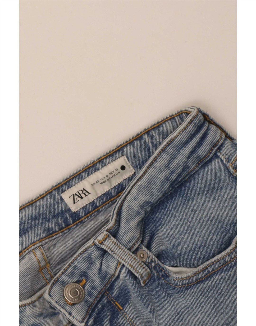 Zara Jean court pour femme EU 42 Large W32 L24 Bleu