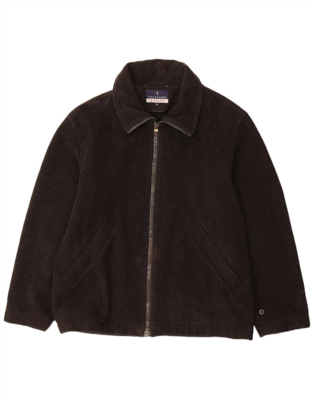 Trussardi Manteau coupe-vent coupe ample IT 46 Small en laine noire pour homme