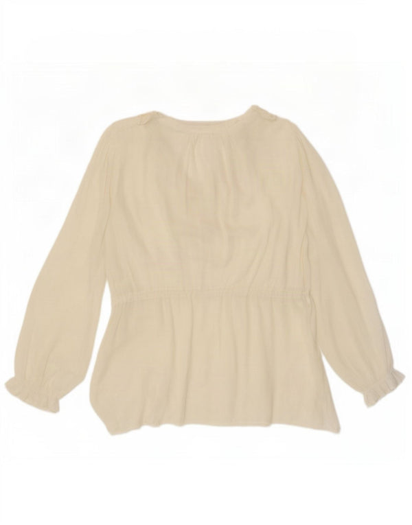 Zara Chemisier à manches longues pour femme UK 10 Petit polyester blanc cassé
