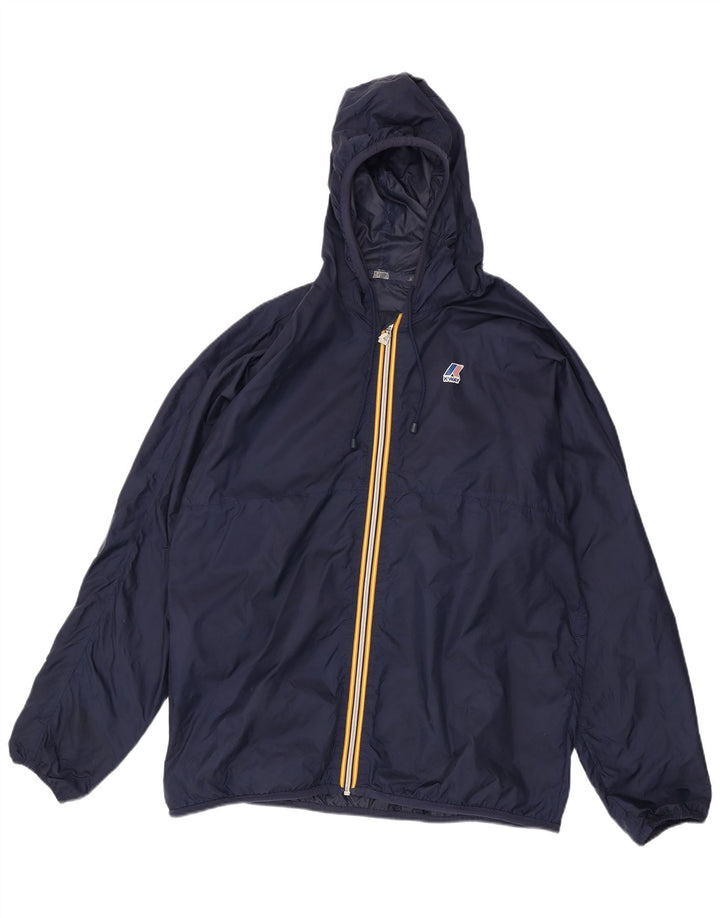 K-Way Veste de pluie à capuche pour homme UK 42 XL Bleu marine Polyamide