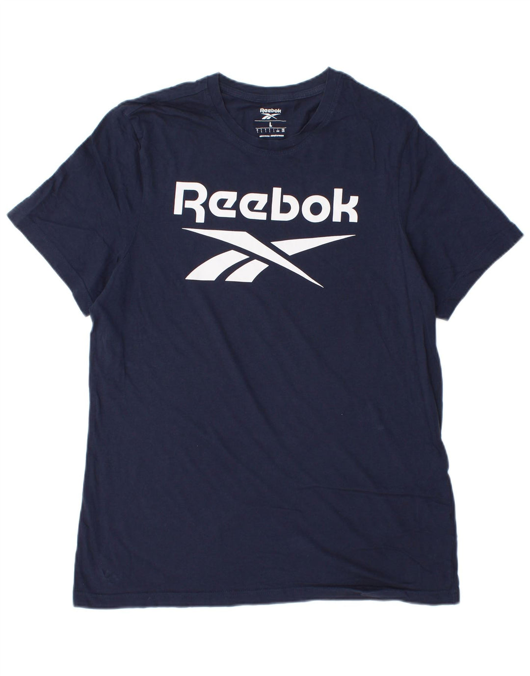 Reebok Homme Graphic T-Shirt Top Large Bleu Marine Coton